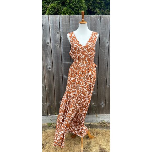 Cynthia Rowley Orange & White Floral Tied Waist Maxi Dress - Picture 7 of 12